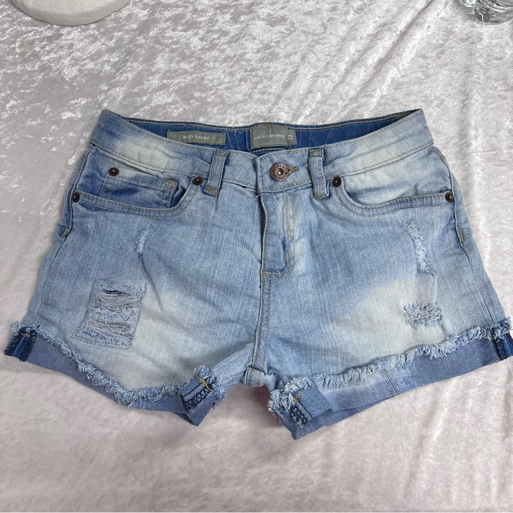 Lucky Brand Light Wash Jean Riley shorts size 12 girls distressed